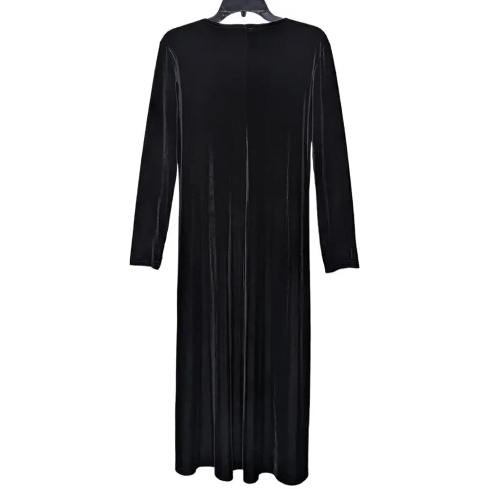VINTAGE Dressing Clio Black Velvet Maxi Dress Size M - Picture 2 of 8